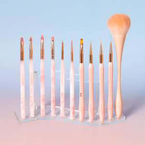 Noel tarzı pembe tırnak resim fırçası takım deri çanta tam Set özel özel etiket akrilik Kolinsky tırnak resim fırçası takım - Product Image 2