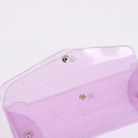 Nouvelles Tendances : Portefeuille Portable Réutilisable en Vinyle PVC Scintillant, Pochette de Rangement pour Billets, Enveloppe Transparente avec Fermeture à Pression