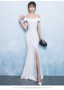 Maßgeschneiderte elegante lange Abendkleider in Blau und luxuriöses schulterfreies Damenkleid für Partys 2023 - Product Image 3