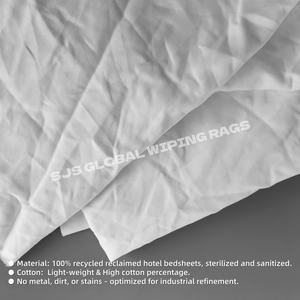 Chiffons en coton 100% pour le nettoyage industriel, absorbant l'eau et l'huile, blancs et résistants - Product Image 4