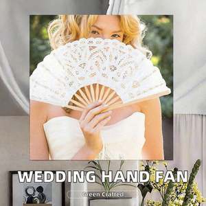 Abanico Plegable de Bambú Personalizado y Ecológico para Invitaciones de Boda, Abanico de Mano con Encaje para Bodas, Artesanía Pintada a Mano - Product Image 2