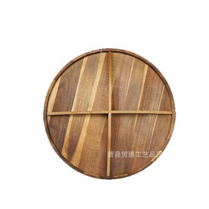Wooden Round <b>Tray</b> Four Compartment <b>Snack</b> Platter For Cheese Fruit Meat Biscuits Household Serving Dish - Product Image 5