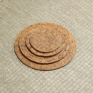 Handmade Loofah Sponge Tea Mat Round Water Absorbing Palm Fiber Teapot <b>Coaster</b> For Tea Ceremony Accessory - Product Image 2