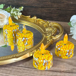 เทียนรูปผึ้งไฟ LED สีเหลืองควบคุมด้วยรีโมทมี4แพ็กสำหรับงานเลี้ยงในสวนขายส่งรังผึ้ง - Product Image 1