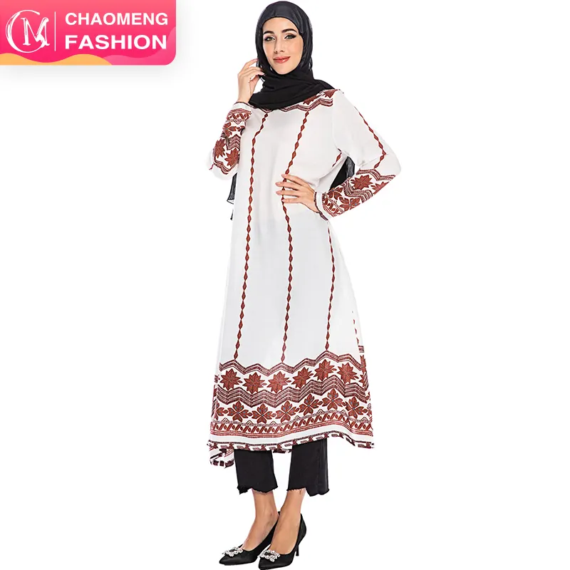 2234 # límite suave cómodo tela de la impresión Floral de las mujeres camisetas Tops Muslimah blusa suelta, ropa islámica de la