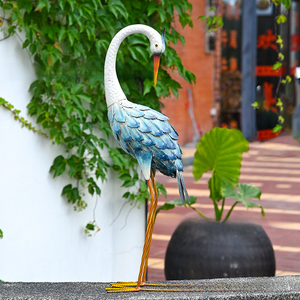 Grote Vogel Tuin Kunst Buiten Blauwe Reiger Metalen Tuinkraan Sculpturen Waterdichte Art Deco 67cm H - Product Image 4