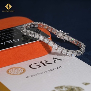 ZUANFA JEWELRY Moissanite 925 Silver Popular GRA Certified Asscher Cut 5*5MM Tennis <b>Bracelet</b> - Product Image 4
