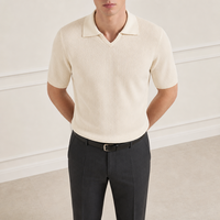 Maßgefertigter OEM-Hersteller Herren Open-Collar Geripptes Atmungsaktives Sommer-Kurzarm-Strickpolo-Shirt für Männer