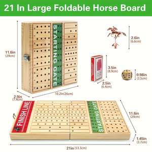 Juego de Mesa de Carreras de Caballos, Tamaño Grande de 21 Pulgadas, con 11 Caballos Metálicos, Tablero Plegable, Juego Familiar para Fiestas - Product Image 2