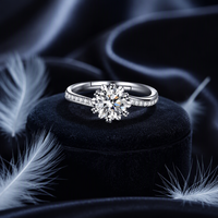 Ensemble de bijoux en argent sterling S925 3 pièces 1CT Moissanite Bague Collier Pendentif Boucles d'oreilles