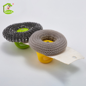 Proveedor de China, cocina, acero inoxidable, <span class=keywords><strong>estropajo</strong></span>, limpieza, bola, depurador, productos de limpieza con <span class=keywords><strong>mango</strong></span> - Product Image 4