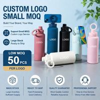 Bouteille isotherme en acier inoxydable à double paroi de haute qualité, 32 oz, à large ouverture, en stock, avec support pour téléphone portable