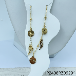 Bracciale in acciaio inox da donna regolabile in oro catena di gioielli di moda braccialetto con classico religioso alla moda tra cui perla - Product Image 1