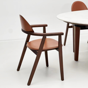 Sedia da Pranzo Scandinava di Lusso in Noce Nero e <span class=keywords><strong>Pelle</strong></span>, Sedia Moderna Semplice di Design per la Casa, <span class=keywords><strong>Poltrona</strong></span> - Product Image 4