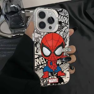 Thời Trang <span class=keywords><strong>Spiderman</strong></span> Bạc Điện Thoại Di Động Trường Hợp Đối Với Iphones 15 Pro Max 16 Cộng Với 14 13 12 Imd Trong Suốt Chống Sốc Trở Lại Funda Bìa - Product Image 2