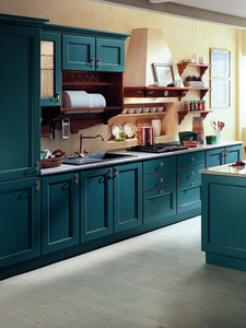 Verde scuro stile agitatore mobile da cucina di alta <span class=keywords><strong>qualità</strong></span> in legno con rubinetto lavello e cassetto scorrevole per appartamenti moderni - Product Image 3