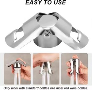 Custom Logo Stainless Steel <b>Bottle</b> <b>Stopper</b> Sparkling Wine Preservation Silicone Seal Chic for Champagne Touch Metal - Product Image 3