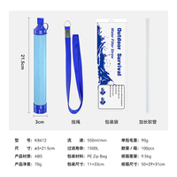 Paille filtrante DELANHUWI mini manuelle à osmose inverse et charbon actif 500 ml pour survie d'urgence en extérieur, camping et randonnée