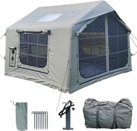 Tente Gonflable de Luxe Grande Taille pour Camping avec Fenêtre Panoramique et Port AC, Cabane Gonflable 4 Saisons Facile à Monter 6-8-10-12 Personnes
