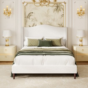 High <strong>Gloss</strong> Double Size <strong>Black</strong> Oak Wood Metal <strong>Bedroom</strong> <strong>Furniture</strong> with USB Ports Perfect for Modern Master Project | - Product Image 1