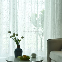 Vente en gros de voilages en tulle avec broderie de feuilles florales pour cantonnières de salon et de chambre à coucher