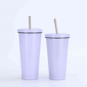Stainless Steel Tumbler With Straw Double Wall Vacuum Insulated Travel <b>Cup</b> Minimalist Design 12-24 Hours Thermal - Product Image 2