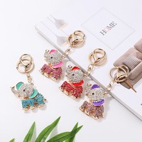 Porte-clés éléphant en alliage avec strass brillants, émail coloré, porte-bonheur, breloque de sac, pendentif pour femme, porte-clés de voiture, cadeau souvenir - Grande Vente