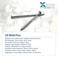 Clous à décharge de condensateur pour fixation d'isolation thermique avec rondelles rapides et capuchons en dôme, broches de soudure CD
