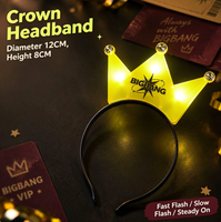 Ensemble de bâtons lumineux LED pour concert BIGBANG, en acier inoxydable, avec bandeau lumineux jaune, baguette lumineuse, bracelet lumineux clignotant en forme d'étoile, de cœur et de couronne, pour fête