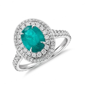 แหวนเงินแท้ 925 ประดับพลอยพาราอิบา เครื่องประดับพลอยพาราอิบา แหวนพาราอิบาสำหรับผู้หญิง - Product Image 1