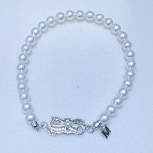 Bracelet en perles d'eau douce rondes Zhuji Natural de 5 à 6 mm, presque sans défaut, en argent pur avec un design unique - Product Image 2