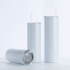 Lot de 50 gobelets isothermes fins et droits en acier inoxydable de 20 oz, blancs, vierges pour sublimation, tasses cadeaux, anti-fuite, sans BPA, en plastique - Product Image 2