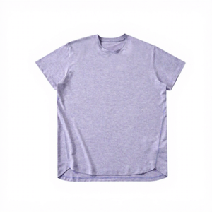 T-shirt à manches courtes pour homme, taille plus, col rond, tricoté, couleur unie, tissu jersey décontracté, bleu turquoise, violet, gris, bleu marine - Product Image 3