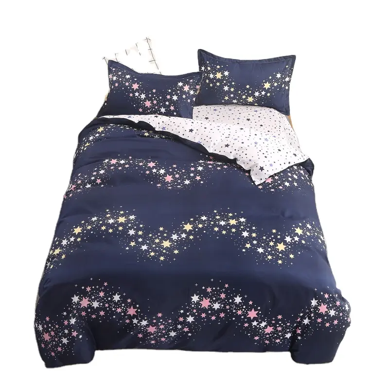 Star Printing Design 100% Polyester Microfiber Bed Cover Comforters Sets Luxury Bedding Bed Sheet