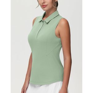 Camiseta Polo sin Mangas para Mujer, Cuello Tipo Polo, Corte Ajustado, Transpirable, para Ejercicio o Golf, 100% Poliéster Tejido, Ropa Deportiva - Product Image 3