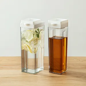 Square Milk Cup Drinking Bottle Transparent Cup Beer Bottles Cold Water Containers with Lids Clear Water Bottles