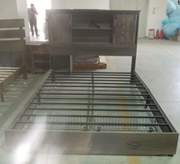 Lit double en bois et métal facile à assembler pour appartement, chambre à coucher, hôtel, taille Twin XL, prix d'usine, avec tiroirs