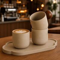 Tasse à café en grès personnalisée avec logo, 150 ml, avec anse en bois, 5 oz, mug en céramique artisanale pour boutique, café, cadeau