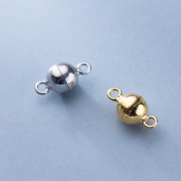 925 boucle en argent Sterling Double cercle connecter bouton aimant fermoir pour Bracelet collier bijoux bricolage ruban accessoires