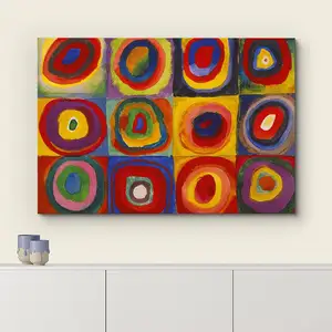 Wassily Kandinsky Giclee-Cuadros de arte en lienzo abstracto con círculos concéntricos, impresiones en lienzo