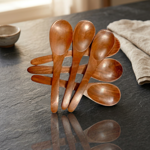 6 a 8 pulgadas de alta demanda sopa de madera, azúcar, cuchara de sal Cuchara de madera Juego de 6 piezas disponibles en cantidad a granel a precios al por mayor - Product Image 1