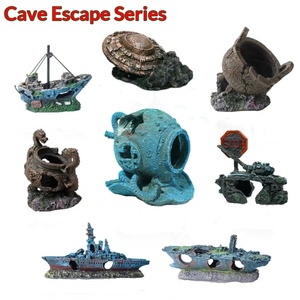 Decoraciones para Acuarios: Naufragio de Avión, Naufragio de Barco, Submarino, Cuevas para Esconderse para Peces y Camarones, Adornos para Reptiles - Product Image 4