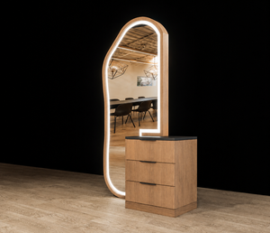 Meubles de salon de coiffure modernes en bois |   Aménagement de salon de luxe nordique |   Stations de coiffure avec miroir LED |   Écologique et personnalisable - Product Image 2