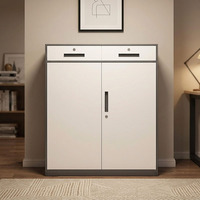 Gabinete de Almacenamiento de Acero con Cerradura y Cajones Superiores para Gestión Segura de Archivos, Armario Metálico Moderno para Oficina en Casa con Gran Capacidad