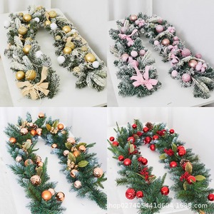 <span class=keywords><strong>Guirlande</strong></span> de Noël scintillante motif flocon de neige, style européen, en PVC, décorations nœuds et boules <span class=keywords><strong>pour</strong></span> vitrines de centres commerciaux et escaliers - Product Image 4