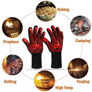 Gants <span class=keywords><strong>de</strong></span> barbecue résistants à la chaleur avec grip en <span class=keywords><strong>silicone</strong></span>, anti-brûlure, en coton, pour la <span class=keywords><strong>cuisine</strong></span> et la pâtisserie - Product Image 6