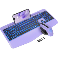 Kablosuz Ergonomik RGB Arkadan Aydınlatmalı Programlanabilir Multimedya Tuşları Dahili 11 inç Telefon Tablet Yuvası 2.4G Tam Boyutlu Mouse 4 Seviye