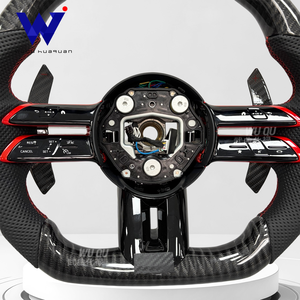 Volant de direction personnalisé en fibre de carbone Dragonfly adapté aux Mercedes AMG W204 W205 W212 W214 W215 CLA <span class=keywords><strong>CLE</strong></span>, décoré de rouge. - Product Image 4