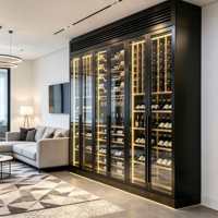 Meuble Bar à Vin Personnalisé en Usine, Réfrigérateur Électrique de Luxe, Présentoir à Whisky avec Porte-Bouteilles, Meuble de Salon