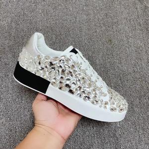 Chaussures plates pour femmes en cuir véritable de haute qualité, chaussures de créateur de luxe en cristal - Product Image 5